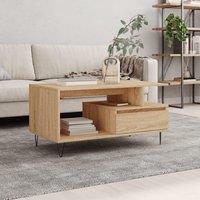 Berkfield Home Coffee Table Sonoma Oak 90x49x45 cm Engineered Wood in Brown | Size: 90 x 49 x 45 cm