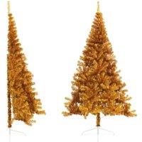 Berkfield Home Artificial Half Christmas Tree with Stand Gold 240 cm PET