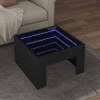 Coffee Table with Infinity LED Black 50x50x30 cm