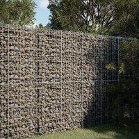 Berkfield Home Gabion Basket with Cover 100x100x200 cm Galvanised Iron in Silver | Size: 100 x 100 x 200 cm