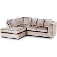 Crystal Crushed Velvet 3 to 4 Seater L Shaped Corner Sofa Left Hand Facing