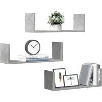 Berkfield Home Wall Shelves 3 pcs Concrete Grey 58x18x18 cm Engineered Wood | Size: 58 x 18 x 18 cm