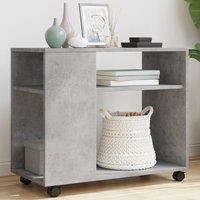 Berkfield Home Side Table with Wheels Concrete Grey 70x35x60 cm Engineered Wood | Size: 70 x 35 x 60 cm