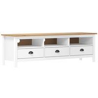Berkfield Home TV Cabinet Hill White 158x40x47 cm Solid Pine Wood | Size: 158 x 40 x 47 cm