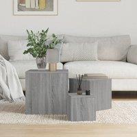 Berkfield Home Side Tables 3 pcs Grey Sonoma Engineered Wood