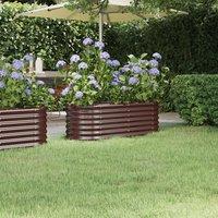 Berkfield Home Garden Raised Bed Powder-coated Steel 114x40x36 cm Brown | Size: 114 x 40 x 36 cm