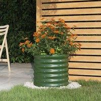 Berkfield Home Garden Planter Powder-coated Steel 40x40x36 cm Green | Size: 40 x 40 x 36 cm