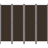 4-Panel Room Divider Brown 200x180 cm