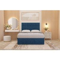 Somnior Alexas Plush Velvet Divan Bed Set with Midnight Pocket Sprung Mattress & Headboard in Navy | Size: Single