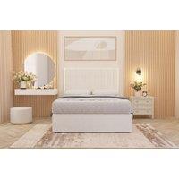 Somnior Alexas Plush Velvet Divan Bed Set with Midnight Pocket Sprung Mattress & Headboard in White | Size: Small Double