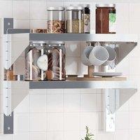 Berkfield Home 2-Tier Wall Shelf 50x23.5x60 cm Silver Stainless Steel