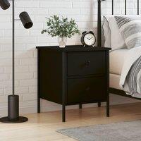 Berkfield Home Bedside Cabinet Black 40x42x50 cm Engineered Wood | Size: 40 x 42 x 50 cm