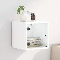 Berkfield Home Bedside Cabinet with Glass Door White 35x37x35 cm | Size: 35 x 37 x 35 cm