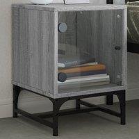 Berkfield Home Bedside Cabinet with Glass Door Grey Sonoma 35x37x50 cm | Size: 35 x 37 x 50 cm