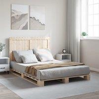 Berkfield Home Bed Frame without Mattress with Headboard 140x200 cm Solid Wood in Brown