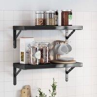 Berkfield Home Wall Shelves 2 pcs 50x23.5x3 cm Black Stainless Steel