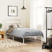 Berkfield Home Metal Bed Frame without Mattress with Headboard White 90x200cm | Size: 90x200 cm