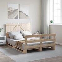 Berkfield Home Bed Frame without Mattress with Headboard 140x200 cm Solid Wood in Brown