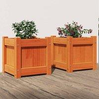 Berkfield Home Garden Planters 2 pcs Wax Brown Solid Wood Pine