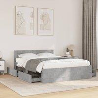 Berkfield Home Bed Frame with Headboard without Mattress Concrete Grey 120x200 cm | Size: Small Double