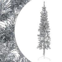 Berkfield Home Slim Artificial Half Christmas Tree with Stand Silver 120 cm