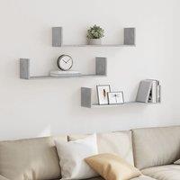 Berkfield Home Wall Shelves 3 pcs Concrete Grey 80x18x18 cm Engineered Wood | Size: 80 x 18 x 18 cm