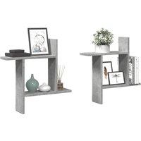 Berkfield Home Wall Shelves 2 pcs Concrete Grey 50x12x50 cm Engineered Wood | Size: 50 x 12 x 50 cm