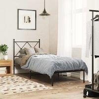 Berkfield Home Metal Bed Frame without Mattress with Headboard Black 75x190cm | Size: 75x190 cm