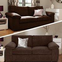 SquareBoxx Capri Jumbo Cord Sofa, 3+2 in Chocolate