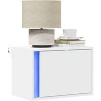 Berkfield Home Wall-mounted Bedside Cabinet with LED Lights White
