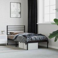 Berkfield Home Metal Bed Frame with Headboard Black 90x200 cm