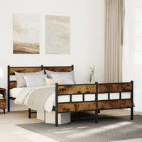 Berkfield Home Metal Bed Frame without Mattress Smoked Oak 140x190 cm in Brown