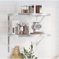 Berkfield Home Wall Shelves 2 pcs 50x40x3 cm Silver Stainless Steel | Size: 50 x 40 x 3 cm