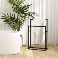 Berkfield Home Freestanding Towel Rack Black 48x24x78.5 cm Iron