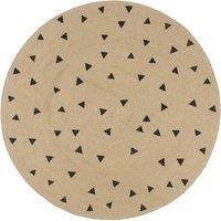 Berkfield Home Handmade Rug Jute with Triangle Print 120 cm in Black | Size: 100 cm diameter