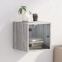 Berkfield Home Bedside Cabinet with Glass Door Grey Sonoma 35x37x35 cm | Size: 35 x 37 x 35 cm