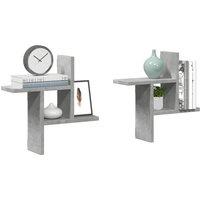 Berkfield Home Wall Shelves 2 pcs Concrete Grey 38x12x38 cm Engineered Wood | Size: 38 x 12 x 38 cm