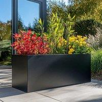 Woven Wood 75cm Zinc Galvanised Matte Black Trough Planter