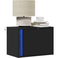 Berkfield Home Wall-mounted Bedside Cabinet with LED Lights Black