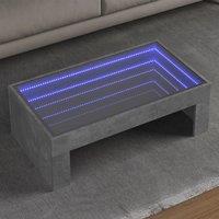 Coffee Table with Infinity LED Concrete Grey 90x50x30 cm