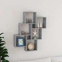 Berkfield Home Wall Cube Shelf Concrete Grey 78x15x93 cm Engineered Wood | Size: 78 x 15 x 93 cm