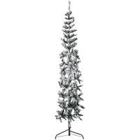 Slim Artificial Half Christmas Tree with Flocked Snow 210 cm