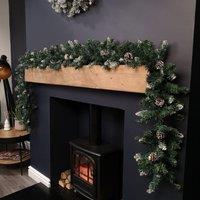Samuel Alexander 2.7m Snow Tipped Christmas Garland with Pine Cones & Mixed Needles in Green