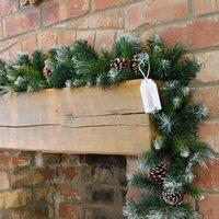 Samuel Alexander 270cm x 25cm Frosted Glacier Christmas Garland with Pine Cones in Green | Size: 270 cm x 25 cm