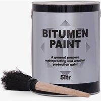 Novecrafto Black Bitumen Paint 5L with Brush Included Outdoor Waterproof Coating Protection