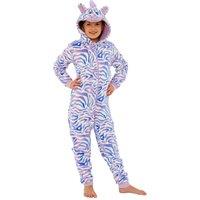 Animal Crazy Zebra Striped Fleece Onesie in Lilac | Size: 3-4 Years