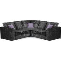 Furnishings For Less UK Crystal 5 Seater Crushed Velvet Fabric Corner Sofa L Shaped 2 Corner 2 - Full Back in Black
