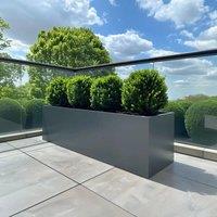 Woven Wood 100cm Zinc Galvanised Matte Grey Trough Planter