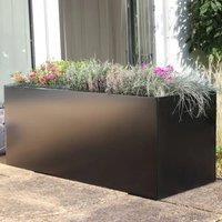 Woven Wood 100cm Zinc Galvanised Matte Black Trough Planter