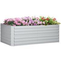 OUTSUNNY Galvanised Steel Outdoor Raised Bed w/ Reinforced Rods in Light Grey
